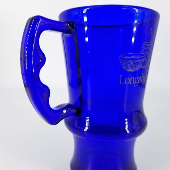Longaberger Plastic Mug Cup Glass Latte Footed Blue Cobalt Royal Bright 16 Ounce - Picture 3 of 11